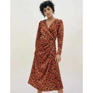 MUSIER PARIS Simone Leopard Wrap Dress MEDIUM NWT